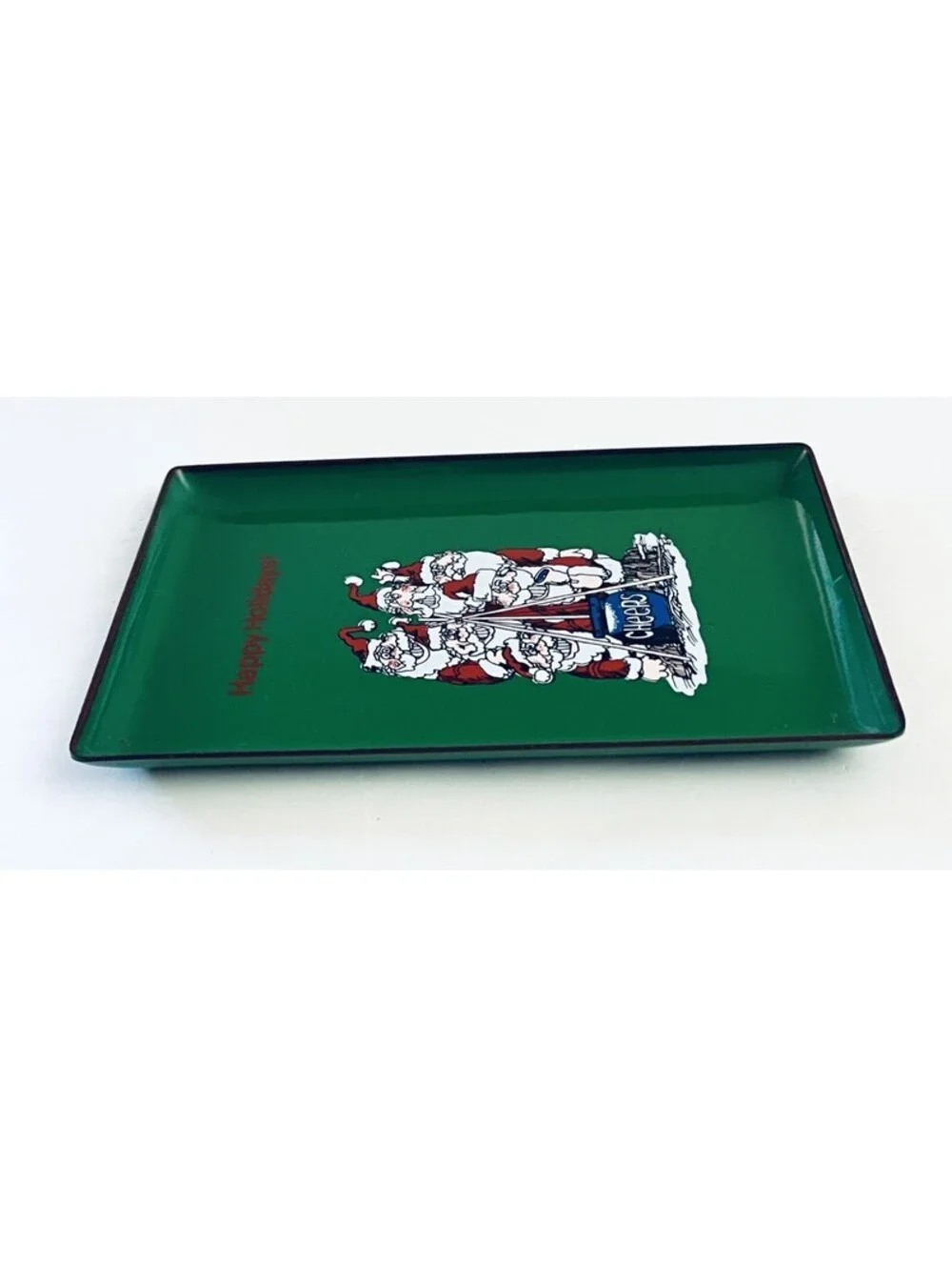 Vintage 1979 Enesco Kersten Brothers Happy Holidays Santa Metal Tray Japan